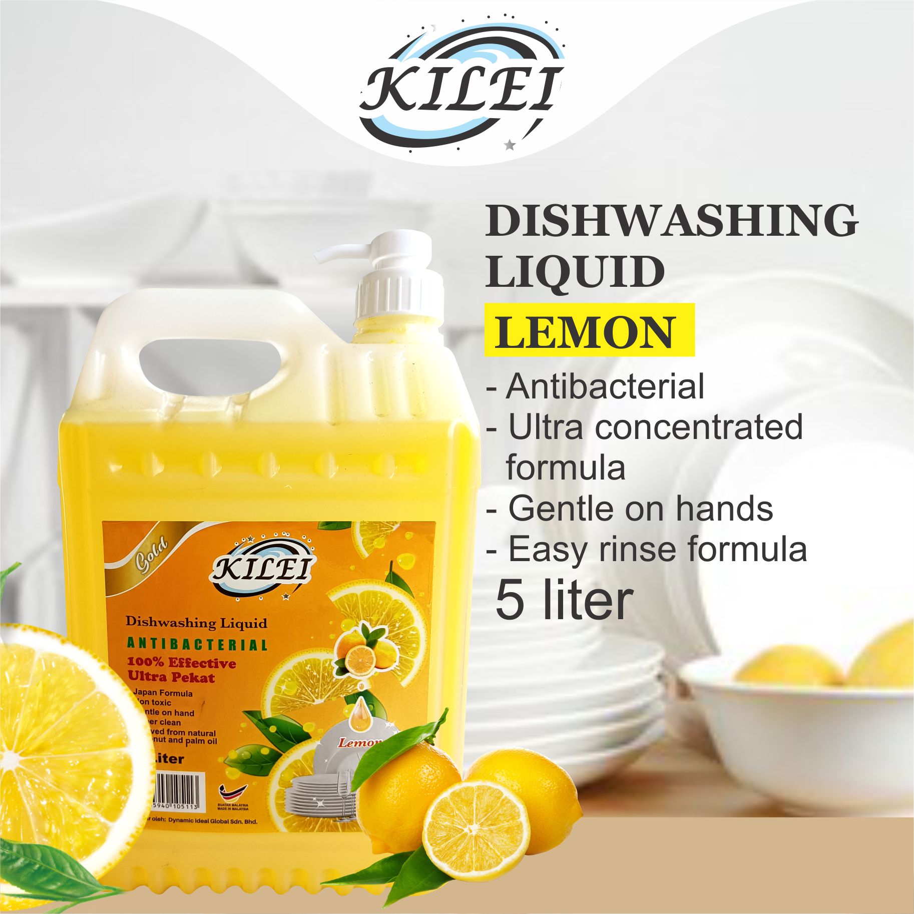 Kilei Dishwashing Liquid – Lemon  (5 Liter)