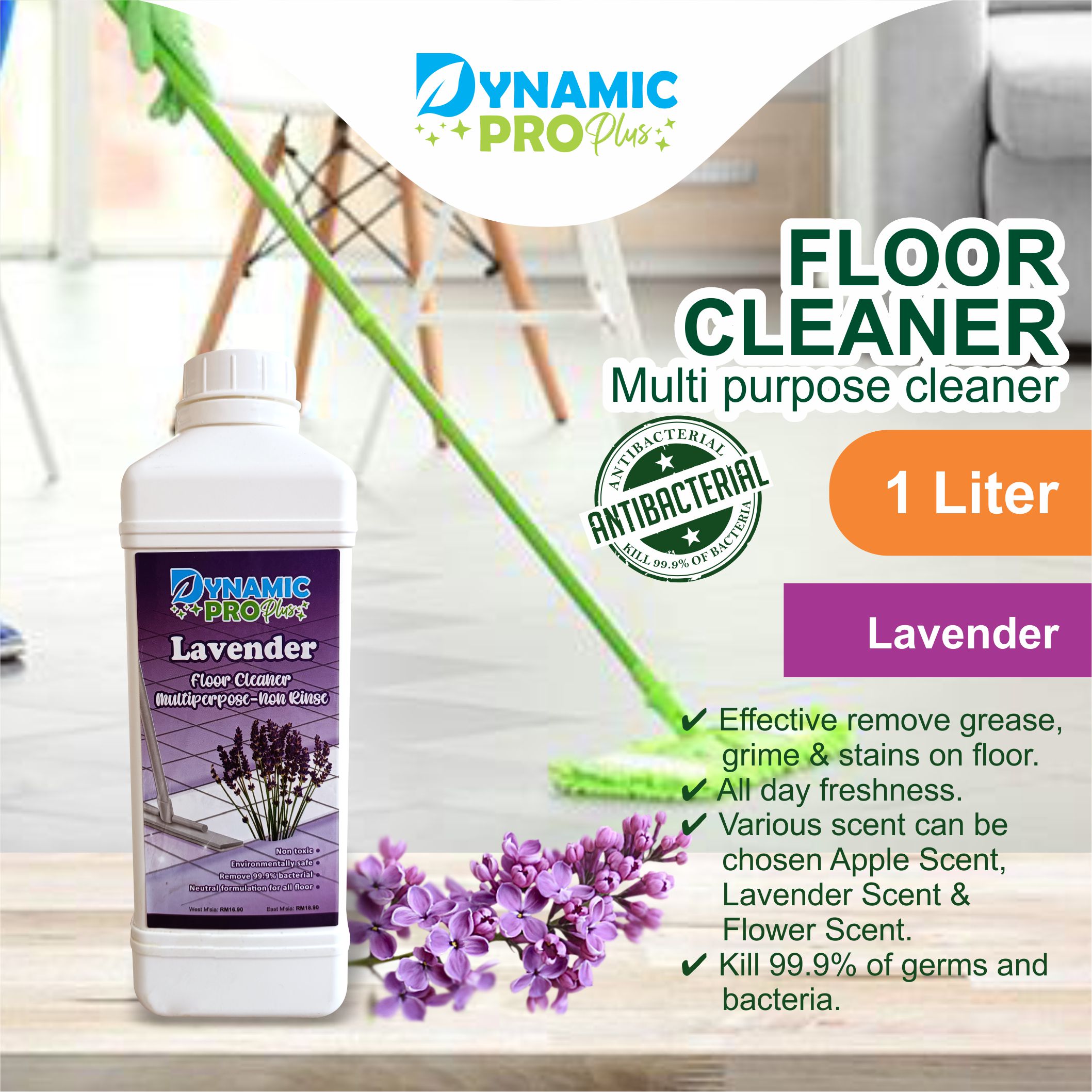 DynamicPro Multi Purpose Floor Cleaner- Lavender 1 Liter