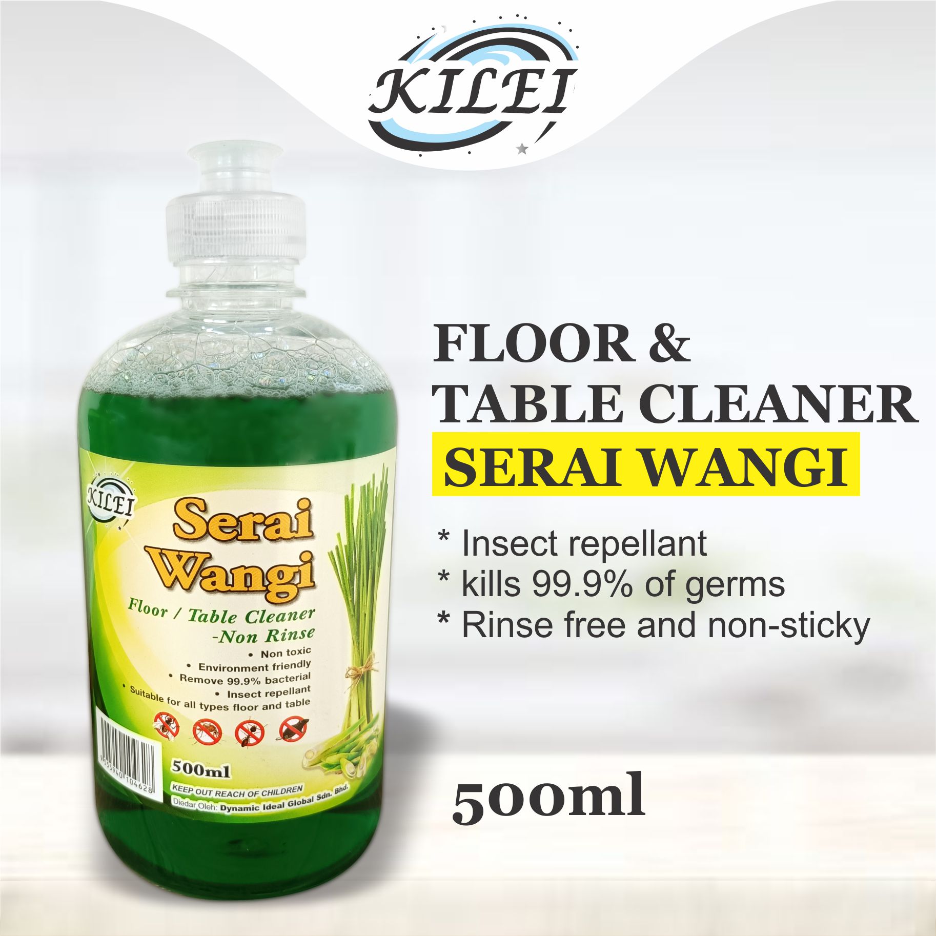 Kilei Floor & Table Cleaner- Serai Wangi [Insect Repellant]- 500ml